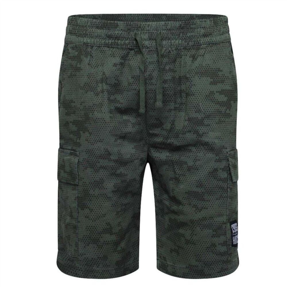 Crosshatch Mens Janscore All-Over Print Cargo Shorts / Deep Olive